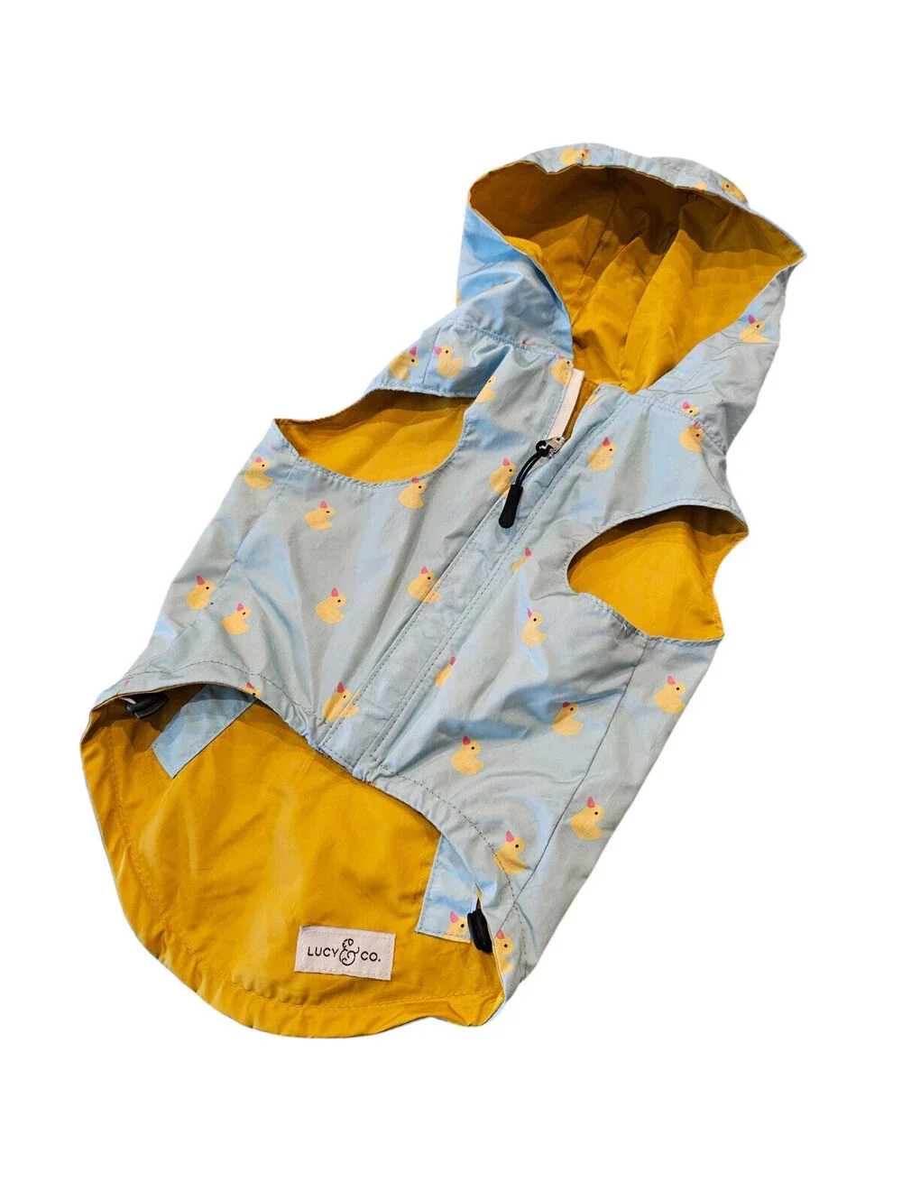 Lucy & Co. Lucky Ducky Reversible Raincoat for Dogs Sz M